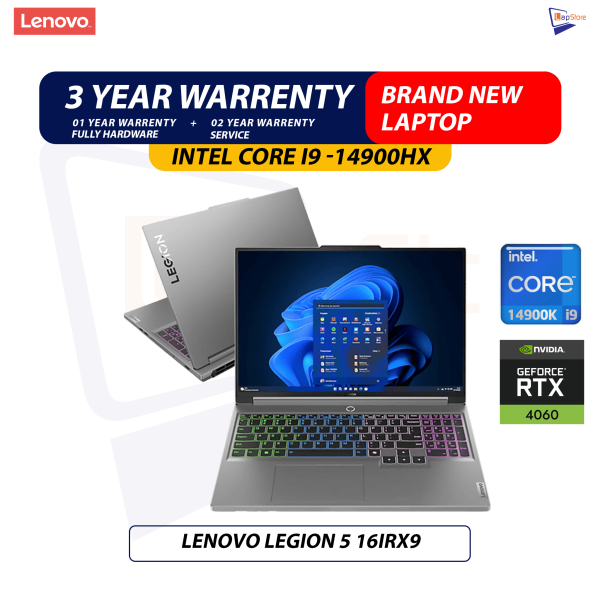 Brand New Lenovo Legion 5 | Intel Core i9HX-14th Gen | 32GB DDR5 RAM | 1TB Nvme | 16' Inch WUXGA Display | RTX 4060 (8GB) VGA Gaming Laptop