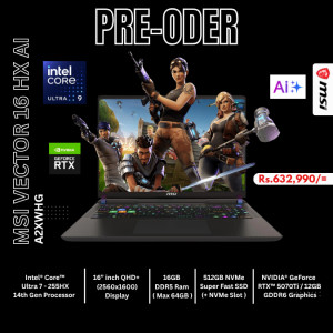 Brand New MSI VECTOR 16 HX AI   | INTEL ULTRA 9-275HX  | 16GB DDR5 RAM | 512 GB Nvme | 16" Inch QHD+ 144Hz Display | RTX 5070Ti/12GB VGA Gaming Laptop ( PRE ODER )
