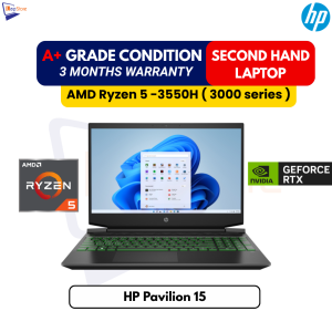 Hp Pavilion 15 | AMD Ryzen 5 -3550H ( 3000 series ) | 15.6” inch Full HD (1920×1,080), IPS Display | 16GB DDR4 Ram |  RTX 1650 4GB VGA Gaming Laptop