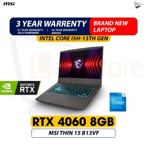 Brand New MSI Thin 15 B13VF  |Intel Core i5 - 13420H 13th Gen | 16GB DDR4 Ram |  512GB NVMe | 15.6” inch Full HD  144Hz Display | RTX™ 4060 8GB VGA Gaming Laptop